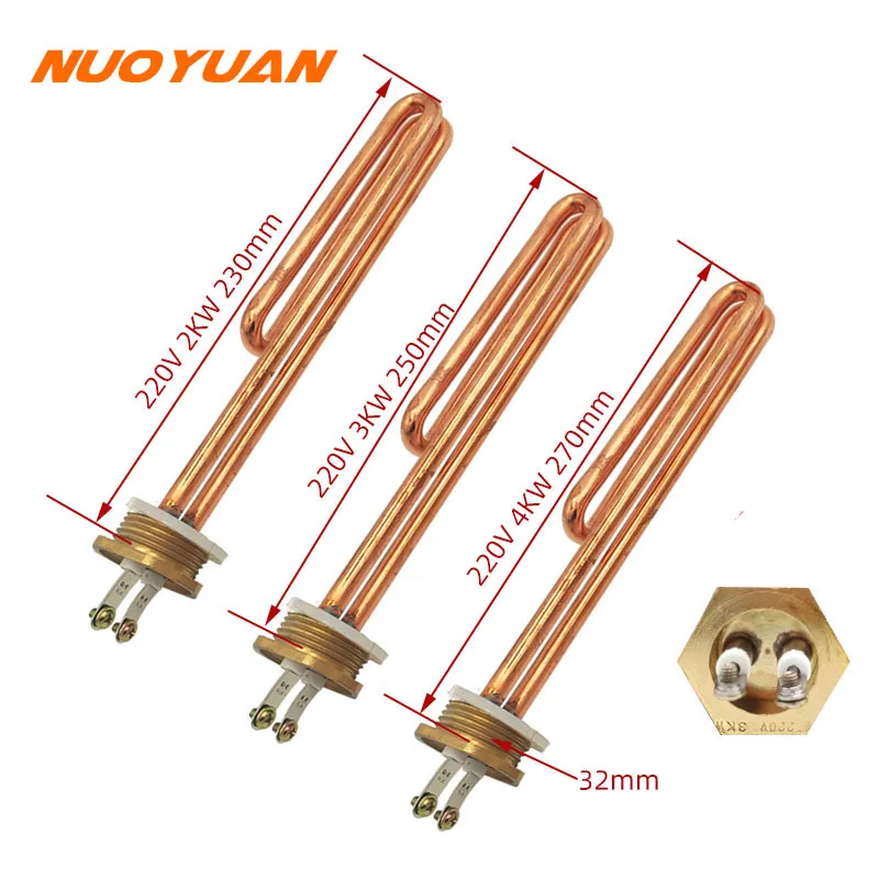 DN25 Copper Heating Element 220v Electric Tubular Water Heater Tank/Boiler/Bucket 2KW/3KW/4KW