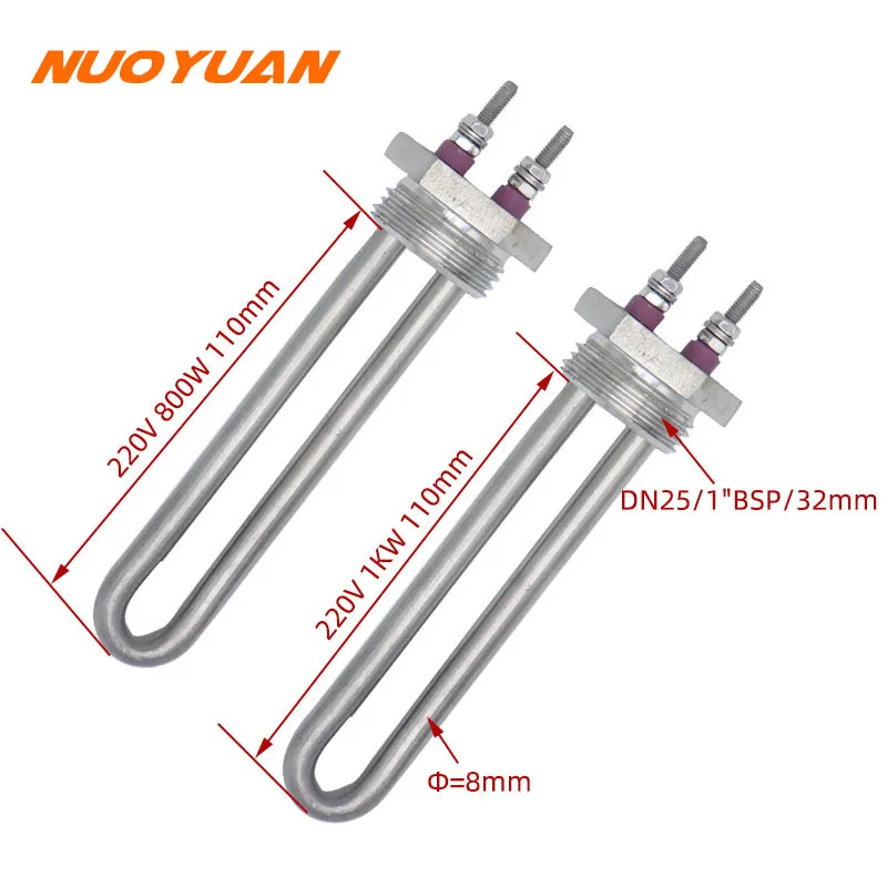 DN25/32mm All Stainless Steel 304 Electric Heating Element for Boiler Heater/Water Dispenser Single U 220V Heaters 500w/800W/1000W