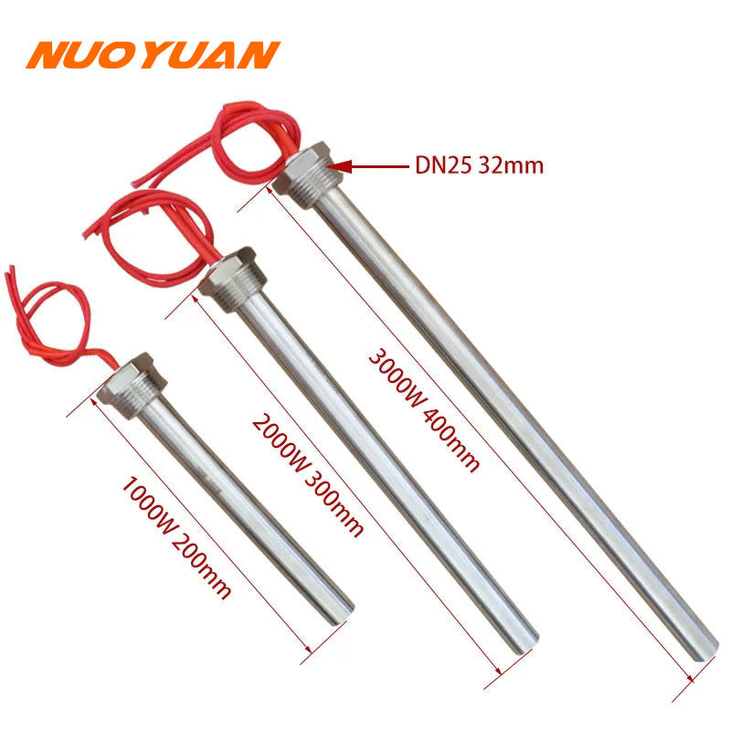 DN25 Cartridge Heater Stainless Steel Tubular Heater Immersion 220v Water Heating Element 0.5kw/1kw/1.5kw/2kw/2.5kw/3kw