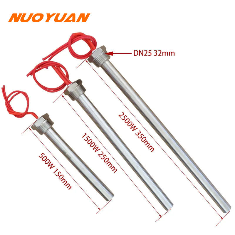 DN25 Cartridge Heater Stainless Steel Tubular Heater Immersion 220v Water Heating Element 0.5kw/1kw/1.5kw/2kw/2.5kw/3kw